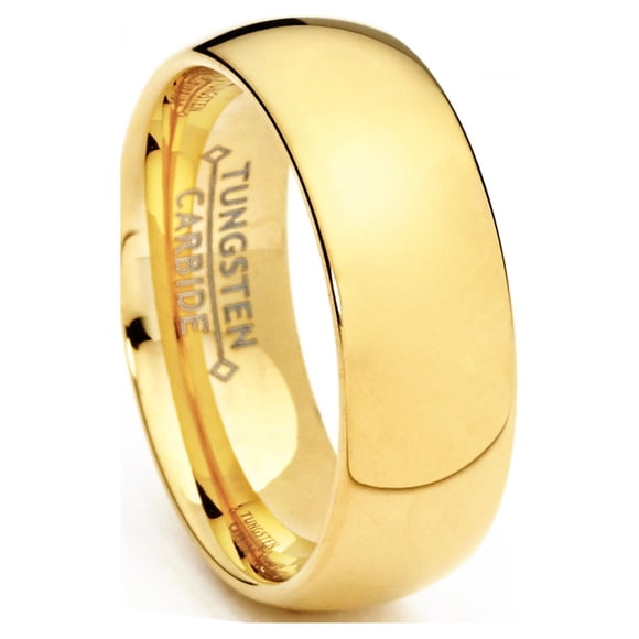 Men's 7MM 18K Goldtone Plated Dome Tungsten Ring Wedding Band