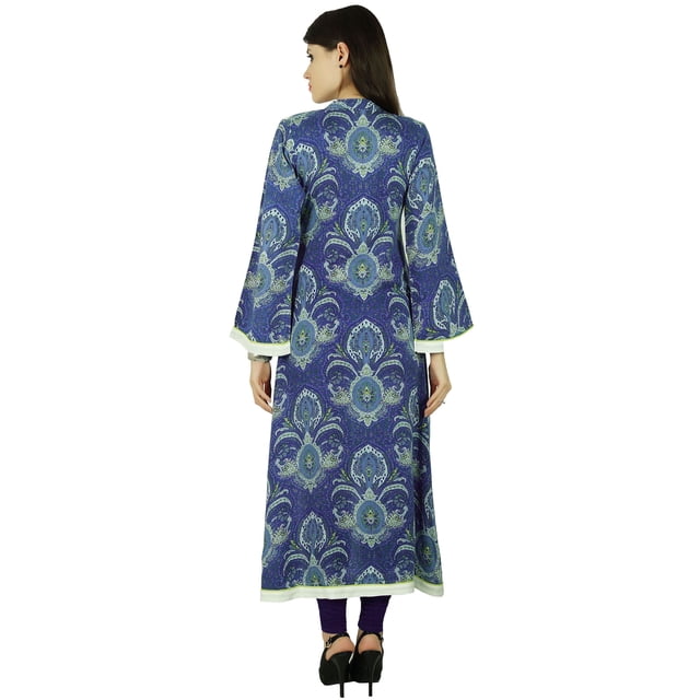 Phagun Kurta Femme Ethnique Designer Damassé Rayonne Kurti Décontractée Tunique Robe
