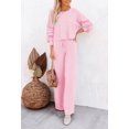 thumbnail image 2 of ORUYROP Ensemble de Pull 2 Pcs pour Femmes Haut Court à Manches Longues et Pantalon Large, 2 of 5