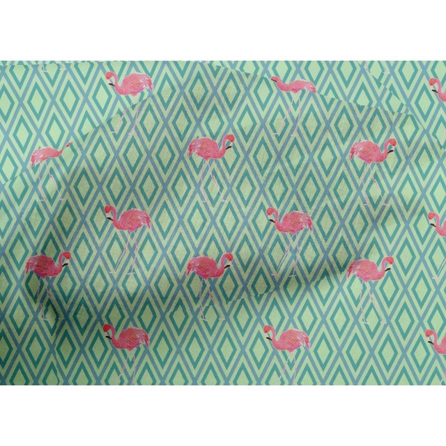 oneOone Cotton Poplin Fabric Geometric & Flamingo Bird Print Fabric by Yard 42 Inch Wide