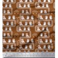 thumbnail image 1 of Soimoi Brown Modal Satin Fabric Text & Owl Bird Fabric Prints By Yard 42 Inch Wide, 1 of 3