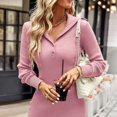 thumbnail image 1 of Hip Package Dress, Sweater Dress Button Closure Breathable Turn Down Collar Polypropylene Stretchy  For Clubs Pink S, 1 of 8