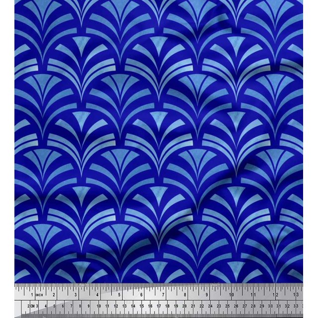 Soimoi Viscose Chiffon Fabric Scales Geometric Print Sewing Fabric Yard 42 Inch Wide