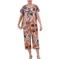 thumbnail image 1 of Pisexur Ensembles de Pyjama pour Femmes 2 Pcs, Chemises de Nuit en Coton à Imprimé Floral pour Femmes, Col Rond Décontracté, T-Shirts à Manches Courtes et Pantalons de Détente Longueur Genou, Pyjamas Grande Taille pour Femmes Ensemble TG-4TG, 1 of 3