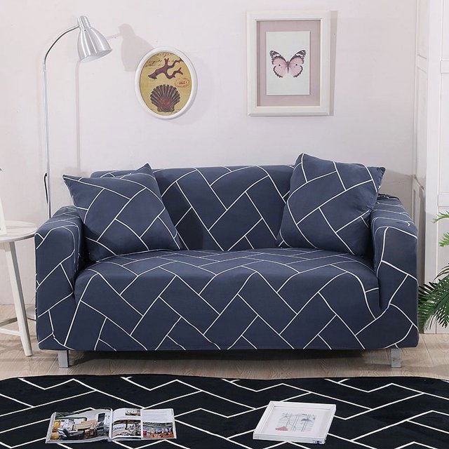 TFixol Elastic Sofa Slipcover with Free Pillowcase, Durable Polyester Fabric, Multicolor Design for 2-Seater Sofas (145-185cm)