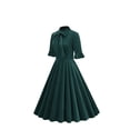 thumbnail image 2 of cfhntfmh Robes de Cocktail pour Femmes Vintage à Volants Manches 3/4 Robe Midi Élégante Nœud devant Invitée de Mariage Fête Bal Robe, 2 of 7