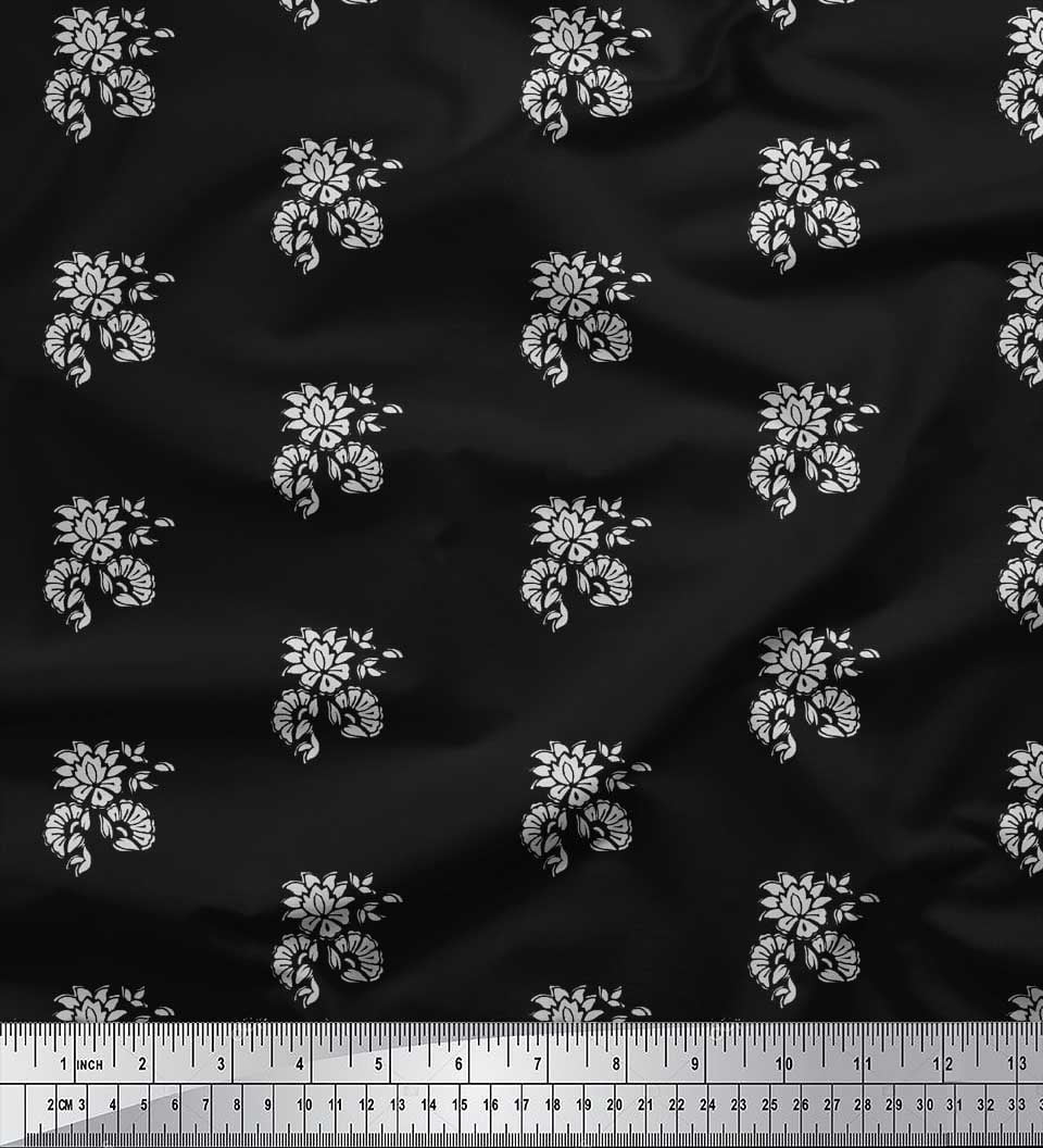 Soimoi Georgette Viscose Fabric Floral Block Decor Fabric Printed Yard 42 Inch Wide