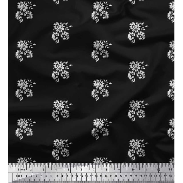 Soimoi Rayon Fabric Floral Block Print Fabric by The Yard 42 Inch Wide