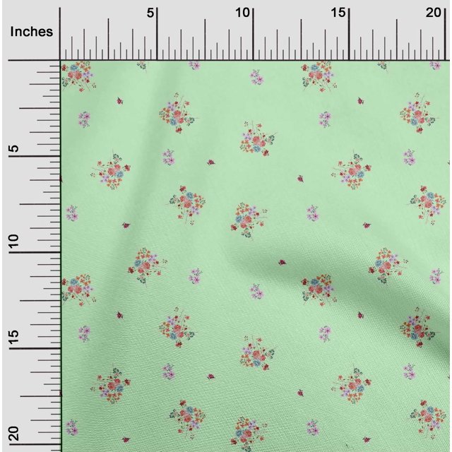 oneOone Polyester Lycra Fabric Leaves & Flower Floral Printed Fabric 1 Yard 56 Inch Wide