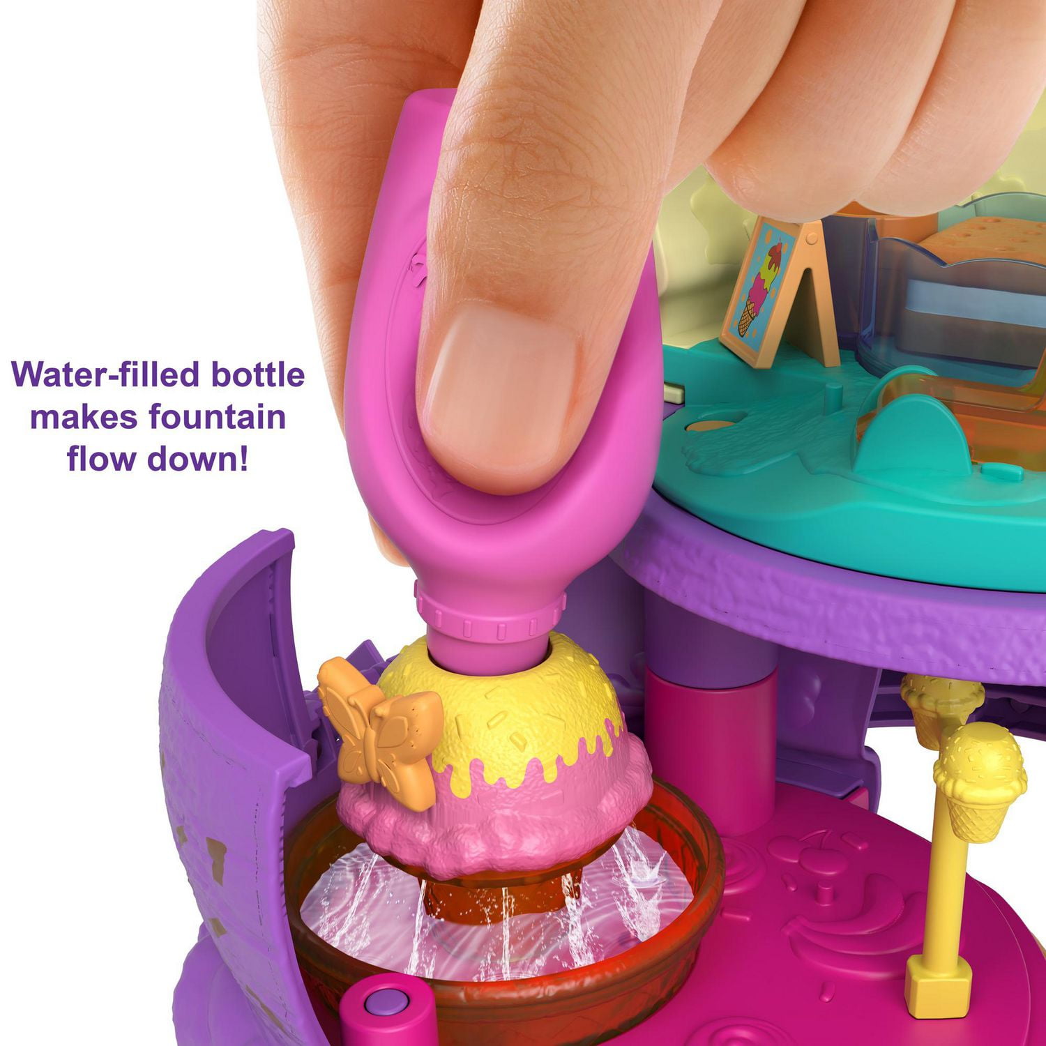 Coffret Multifacettes de Polly Pocket, Coffret en Forme de Cône Glacé avec Décor de Parc