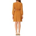 thumbnail image 3 of INSPIRE CHIC Robe en Mousseline Trapèze Fluide à Col en V Mignon Uni à Manches Mi-Longues pour Femme TP Orange, 3 of 6