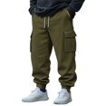 thumbnail image 2 of Yuyuzo Mens Cargo Sweatpants Causal Drawstring Workout Joggers Fleece Solid Color Athletic Pants with Pockets, 2 of 7