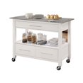 thumbnail image 2 of ACME Ottawa Kitchen Cart in Stainless Steel & White, 2 of 2