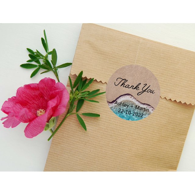 Darling Souvenir MADE WITH LOVE OceanTheme - 2" CustomStickersPremium 80 Self-AdhesiveRoundLabels, Personalized Wedding Party FavorStickers/RoundEnvelope Seal