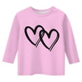 thumbnail image 1 of MEZZALL T-Shirt de Loisirs pour Enfants à Imprimé Cœur, Col Rond, Coupe Ample, Manches 3/4, T-Shirt à Quart de Manche, Hauts Classiques, 10-11 Ans, 1 of 3