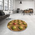 thumbnail image 4 of Ahgly Company Tapis Rond Lavable en Machine Intérieur Transitionnel Brun Selle, 4 Pieds Rond, 4 of 7