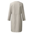 thumbnail image 5 of Daiosportswear Robe en Lin et Coton pour Femmes, Robe Chemise à Boutons à Manches Longues, Col Rond, Robe Habillée Décontractée Mini avec Robe Femme, Robes pour Femmes Beige 5X-Grand(XXXXXL), 5 of 5