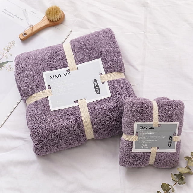 TopLLC Cotton 2 In 1 Bath Towel And Face Towel Soft-Bath Towels Set OF