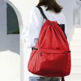 thumbnail image 2 of HHBEAUTY Red Drawstring Gym Bag for Men, Waterproof Drawstring Backpack for Women, Swim Bag with Shoes Compartment, Pull String Sport Bag for Soccer and Basketball, 2 of 7