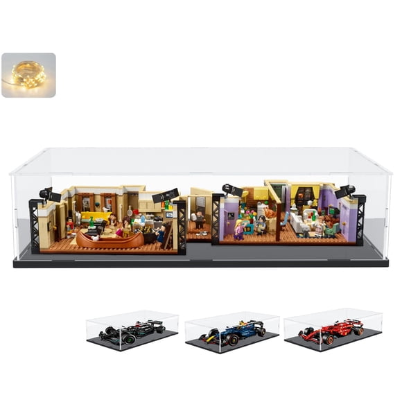 Thickened Clear Acrylic Display Case for Lego 42207 Ferrari SF-24 F1 Car for 42206 Red Bull F1 for 42171 Mercedes-AMG F1 for 10292 FRIENDS Apartments