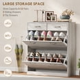 thumbnail image 4 of HOMCOM Armoire d'Entrée avec 2 Tiroirs Basculants pour 12 Paires de Chaussures Gris, 4 of 10