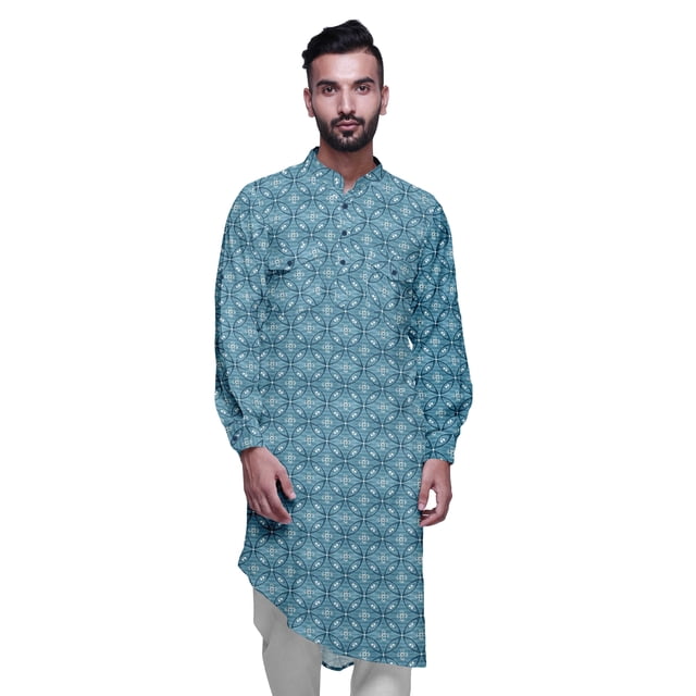 Atasi Kurta Décontractée Imprimée à Col Mandarin Chemise Ethnique Longue Kurta Asymétrique