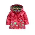 thumbnail image 2 of Imperméable à Capuchon pour Tout-Petites Filles, Joli Motif de Fleurs Imprimé, à Simple Boutonnage, Coupe-Vent d'Extérieur, 2 of 3