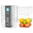 thumbnail image 1 of Sorbus Large Plastic Storage Bins - for Kitchen Organization, Pantry Organizers and Storage, Fridge Organizer, Cabinet Organizer, Refrigerator Organizer Bins - Clear Storage Bins (8 pack), 1 of 8