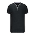 thumbnail image 4 of cfhntfmh Short Sleeve Tshirts for Men Soft V Neck Buttons Collared Tunic Shirts Casual Summer Muscle Stretchy Contrast Tees, 4 of 5