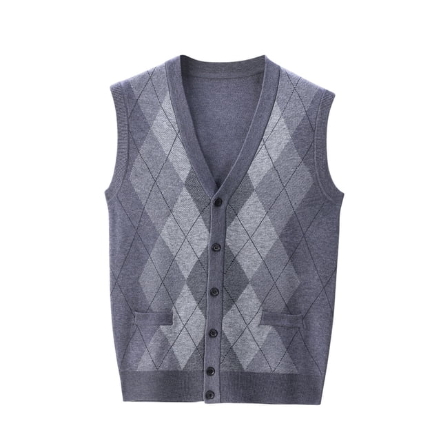 RKSTN Mens Sweater Vest Wool Blend Color Block Fashionable Sleeveless V Neck Button Up Cardigan Knit Sweater Minimalist Cardigan Spring Fall Versatile Coat Outfits