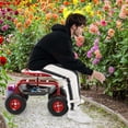 thumbnail image 4 of Costway Chariot de Jardin Chariot de Patio Siège de Travail Roulant avec Plateau à Outils Panier Plantation Rouge, 4 of 10
