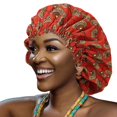 thumbnail image 1 of Cap Large Sleep Hat Women African Floral Print Satin Sleep Bath Caps Hair Care Bonnet Hats Head Wrap, 1 of 6