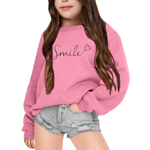 PMVFHDE Liquidation Chandail pour Enfants Chandail d'Automne et d'Hiver à Manches Longues Mode Imprimé à Col Rond Chandail à Capuchon pour Garçons et Filles Plus Manteau à Capuchon Chaud Chandail pour Filles, Rose, 9-10 Ans