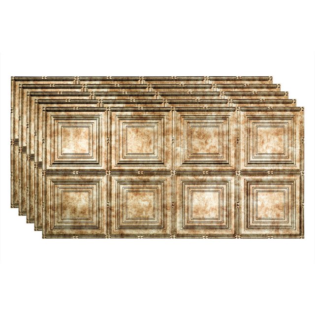 Fasade Portrait Vinyl 2ft x 4ft Glue Up Ceiling Panel Bermuda Bronze 5 Pack