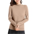 thumbnail image 4 of VgaVtl Sweater Women Turtleneck Cotton Long Sleeve Womens Sweaters Fall Knit Layering Solid Color Relaxed Fit Yellow Sweaters, 4 of 7