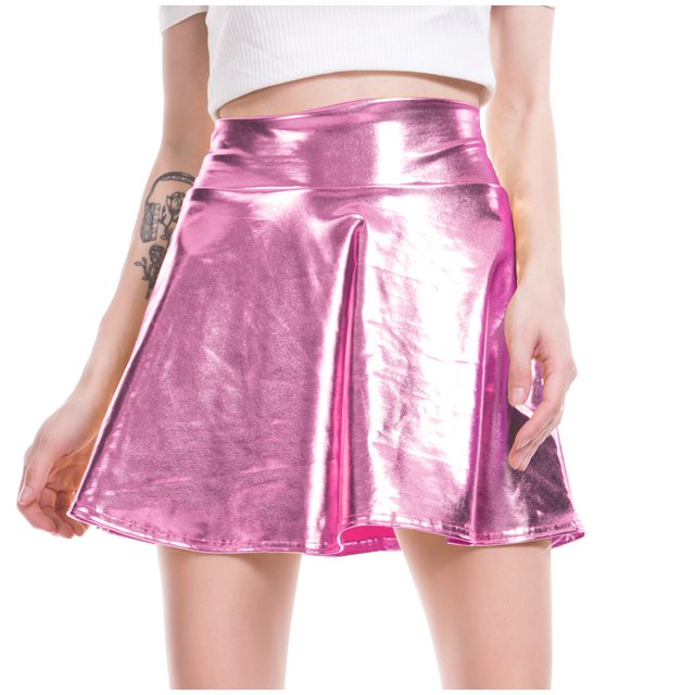 Ketyyh-chn99 Jupe pour Femmes Jupe pour Femmes Jupe Décontractée Extensible Taille Haute Jupe Trapèze Jupe Plissée Évasée Midi Rose,G