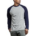 thumbnail image 4 of SLM Men's Long Sleeve Cotton Baseball Raglan Tee Shirt Jersey -Gray/Navy-Small, 4 of 4