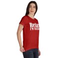 thumbnail image 2 of Inkmeso Relax I'M Vaxxed Drôle Pro-Vaccin T-shirt en Coton à Encolure Dégagée pour Femmes, 2 of 8