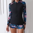 thumbnail image 4 of Kcodviy Femmes Ensemble Deux Pièces Rash Garde à Manches Courtes à Manches Longues Fermeture Éclair Garde à Manches Courtes Maillots de Bain Chandail de Bain Chemises de Garde pour Hommes Ensemble avec Bas Culottes Garçonnes, 4 of 7