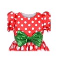 thumbnail image 4 of Robe Fille Rétro Vintage Années 50 Rouge à Pois Nœud Noël Rouge Vert 12 Ans, 4 of 6