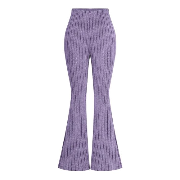 dmqupv Fleece Lined Leggings Toddler Girl Girls Knit Ribbed Flare Leggings With Pocket Kids Stretch Bell Bottoms Yoga Dance Active Leggings For Youth Teen Soft Purple,Size for 8 Years