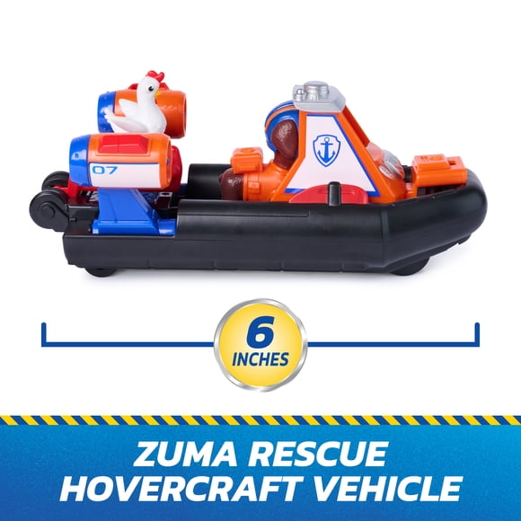 PAW Patrol: Search & Rescue, Zuma Rescue Hovercraft Water Vehicle with 2 Figures, Toy Boat with Pull-Back Action, Kids Toys for Boys & Girls Ages 3+