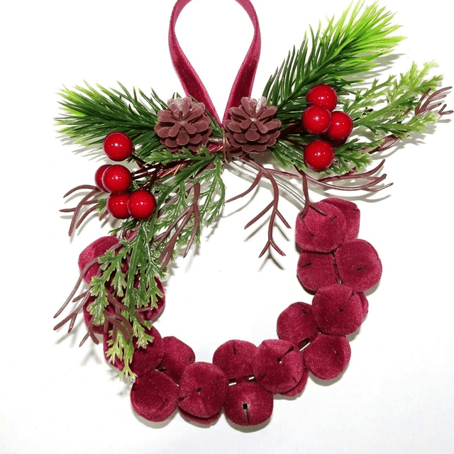 Holiday Time CS Flocked Red Bell Wreath Ornament, 11cm, Christmas Ornament