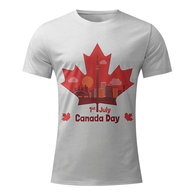 TIMIFIS T-Shirts pour Femmes - T-Shirt Feuille d'Érable du Canada - Hauts d'Été à Col Rond et Manches Courtes - T-Shirt Vintage Décontracté