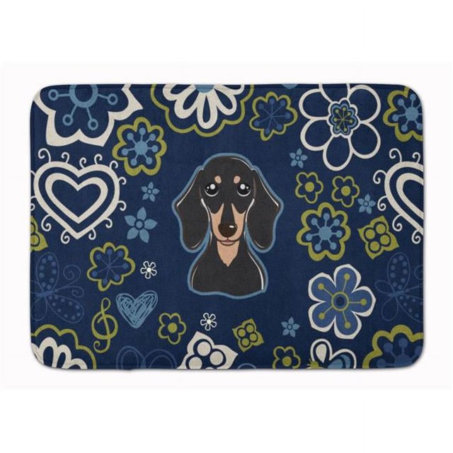 Carolines Treasures BB5066RUG Bleu Fleurs Lisse Noir & Tan Teckel Machine Lavable Mémoire Mousse Tapis
