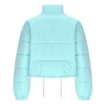 thumbnail image 5 of hoksml Women's Cropped Puffer Jacket with Drawstring Hem, Stand Collar Boxy Zip Front Casual Streetwear Short Jacket, 5 of 5