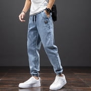Spring Été Noir Bleu Cargo Jeans Hommes Streetwear Denim Jogger Pantalons Hommes Baggy Harem Jean Pantalon Plus Taille 6XL 7XL 8XL