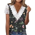 thumbnail image 2 of LSLJS Womens Lace Hollow Out T Shirt Summer Sexy Print Short Sleeve Lace V Neck Shirt Tops, 2 of 5