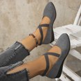 thumbnail image 5 of Commforr Chaussures Compensées à Enfiler pour Femmes, Bout Fermé, Confortables, Mode, Brides Élastiques à la Cheville, Ballerines à Enfiler, Chaussures de Robe pour Filles, Petites Gracieusetés, Mary, Habillées, Élégantes, Bride, Ballerine, Talon Compensé, Chaussures, Gris, 5 of 5