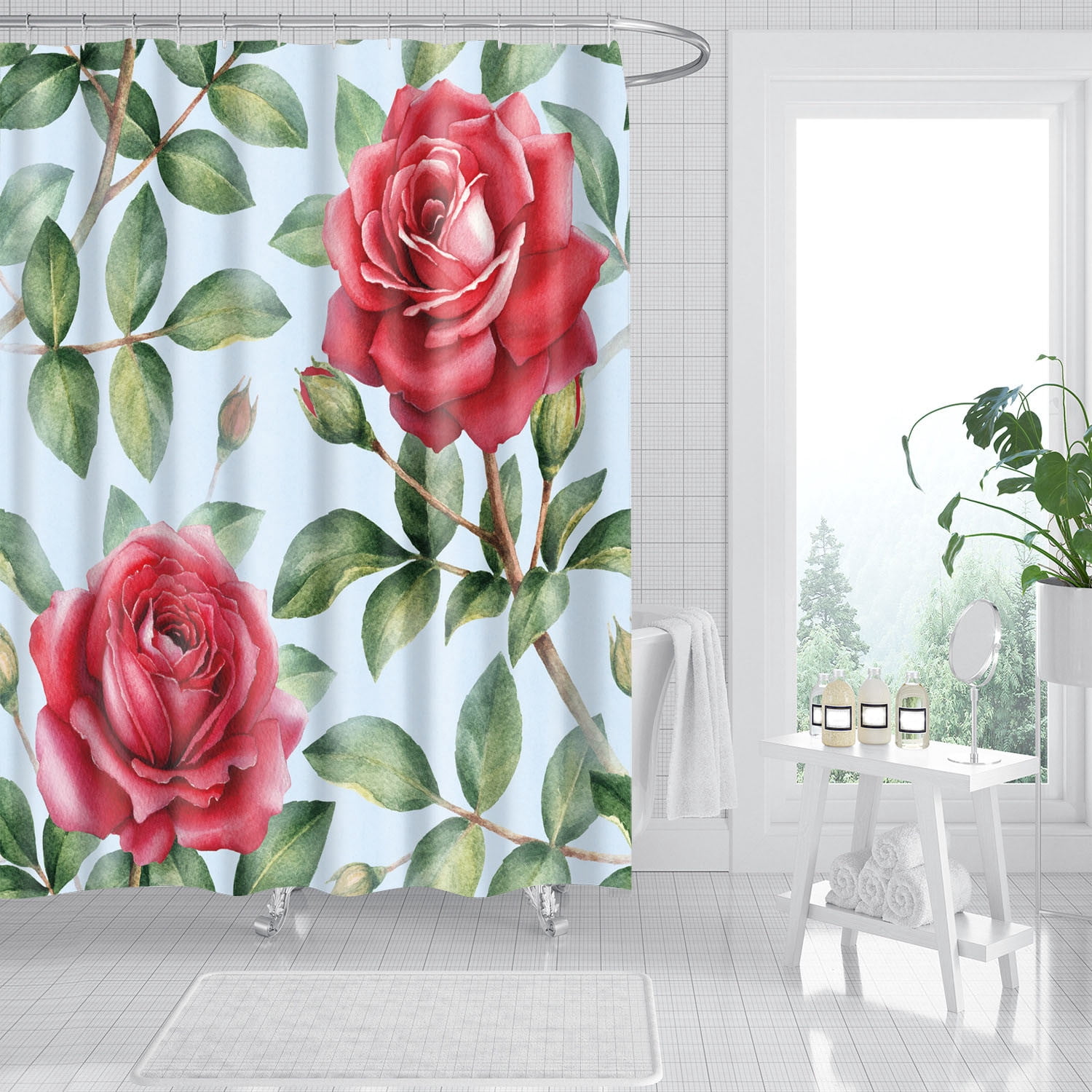 Kcavykas Home Decor,Bedding,Covers,Towel,Curtain,Valentine Day Couple Shower Curtains Various Patterns Shower Shower Curtain Bathroom Shower Curtain Digital Printing Polyester Shower Curtain